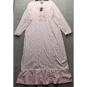 Noble Mount Flannel Night Gown Womens XL Multi Patterned Ruffled Button Front
